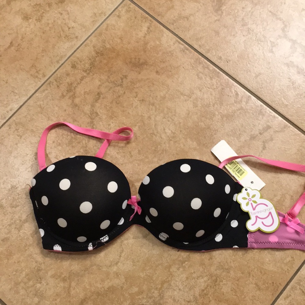 Adorable black and white polka dot bra